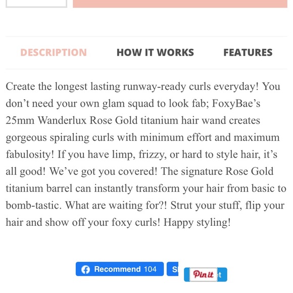 Foxy bae ROSE GOLD 25MM CURLING WAND - Picture 3 of 4